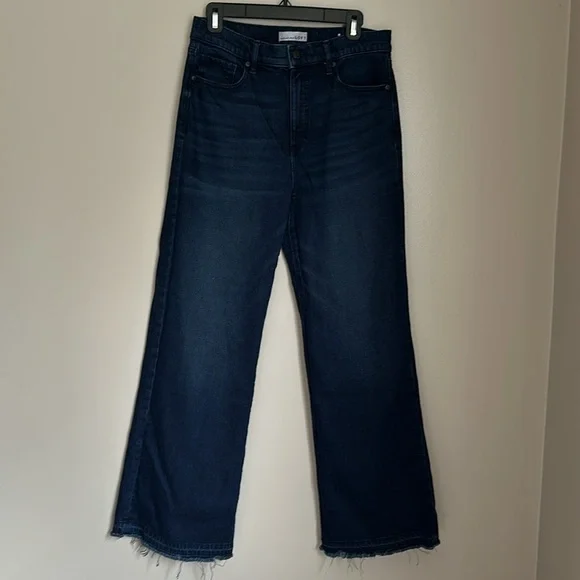 Unpicked Hem High Rise Wide Leg Jeans in Rinse Overdye Wash - Picture 3 of 6